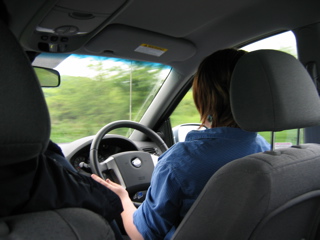 Lauren drives!