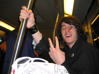 On the tram at O'Hare Airport